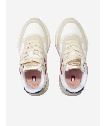 Tommy Hilfiger Girls Low Cut Lace-Up Trainers in Beige les ligaments