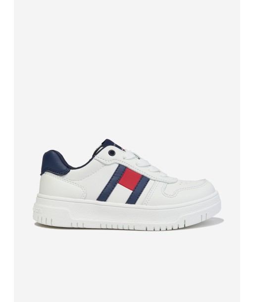 Tommy Hilfiger Kids Flag Low Cut Lace-Up Trainers in White brillant des détails fins