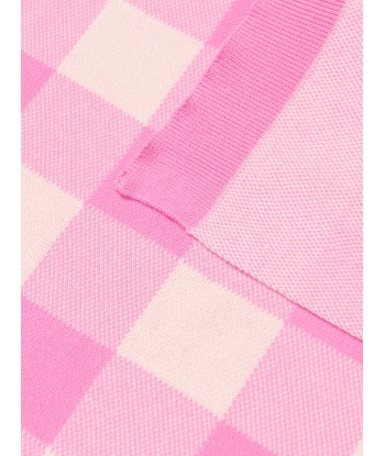 The Bonnie Mob Baby Girls Check Jacquard Knit Blanket in Pink livraison et retour toujours gratuits