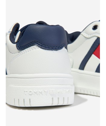 Tommy Hilfiger Kids Flag Low Cut Lace-Up Trainers in White brillant des détails fins