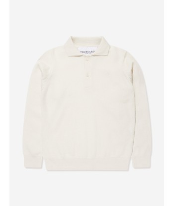 Trussardi Boys Sidus Long Sleeve Polo Shirt in Ivory 50-70% off 