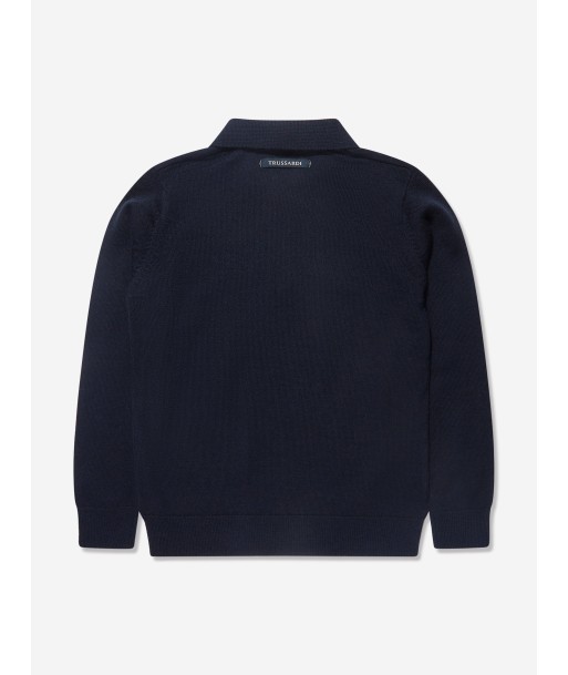 Trussardi Boys Sidus Long Sleeve Polo Shirt in Navy hantent personnes