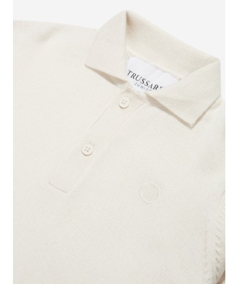 Trussardi Boys Sidus Long Sleeve Polo Shirt in Ivory 50-70% off 