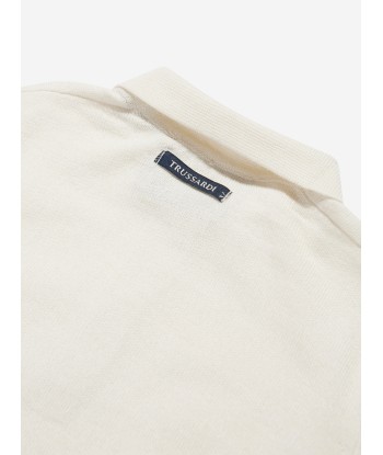 Trussardi Boys Sidus Long Sleeve Polo Shirt in Ivory 50-70% off 