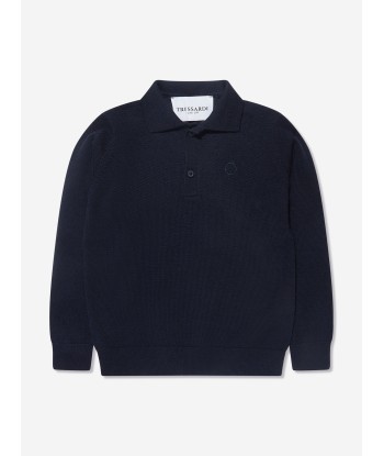 Trussardi Boys Sidus Long Sleeve Polo Shirt in Navy hantent personnes