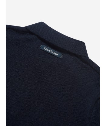 Trussardi Boys Sidus Long Sleeve Polo Shirt in Navy hantent personnes