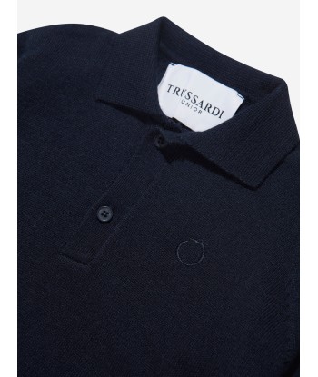 Trussardi Boys Sidus Long Sleeve Polo Shirt in Navy hantent personnes