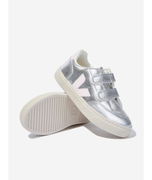 Veja Kids ChromeFree Leather V-12 Trainers in Silver Les êtres humains sont 