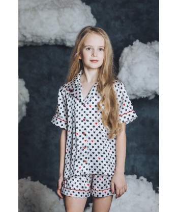 Amiki Children Girls Silk Cassandra Pyjama Set in White à prix réduit toute l'année