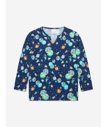 Amiki Children Boys Chris Space Print Pyjama Set in Blue les ctes