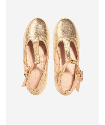 Angels Face Girls Ashley T-Bar Shoes in Gold pas chere