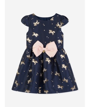 Angels Face Girls Desiree Unicorn Jacquard Dress in Navy brillant des détails fins