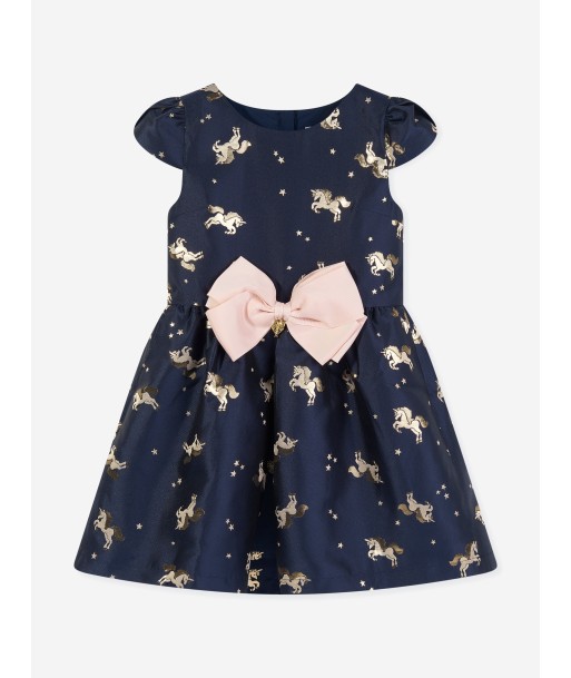 Angels Face Girls Desiree Unicorn Jacquard Dress in Navy brillant des détails fins