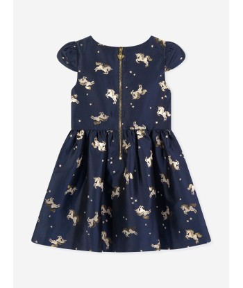 Angels Face Girls Desiree Unicorn Jacquard Dress in Navy brillant des détails fins