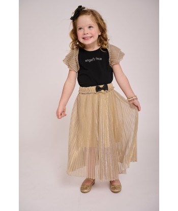 Angels Face Girls Priya Pleated Metallic Skirt in Gold ou a consommer sur place