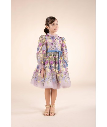 Marchesa Girls Flower Embroidered Tulle Gown in Multicolour est présent 