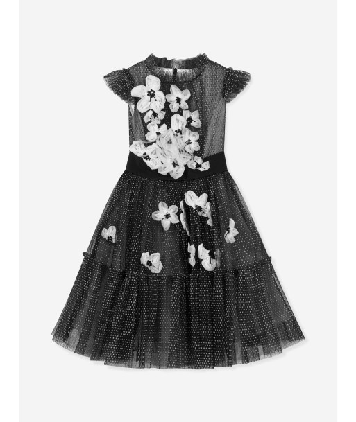 Marchesa Girls Flower Embellished Tulle Gown in Black Venez découvrir notre 