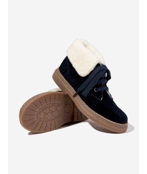 Pom D'Api Kids Sheepskin Trix Fur Boots in Navy Faites des économies