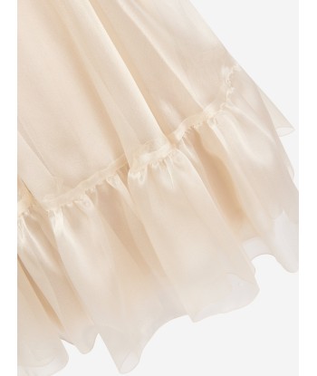 Marchesa Girls Bow Embellished Organza Gown in Gold En savoir plus