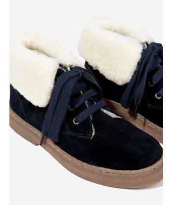 Pom D'Api Kids Sheepskin Trix Fur Boots in Navy Faites des économies