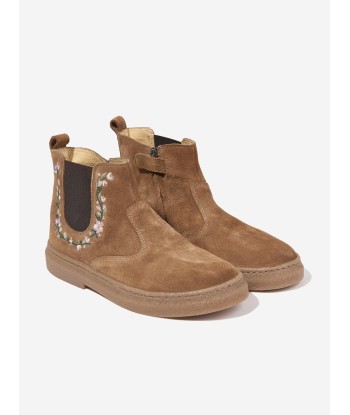 Pom D'Api Girls Suede Trix Jod Brodi Boots in Beige Véritable concentré