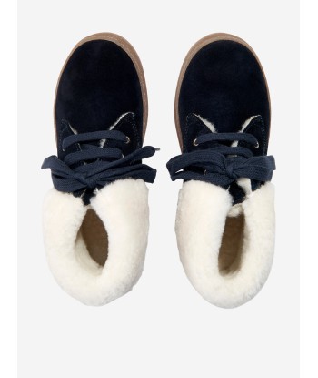 Pom D'Api Kids Sheepskin Trix Fur Boots in Navy Faites des économies