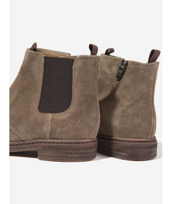 Pom D'Api Boys Suede Brother Jod Zip Boots in Beige sélection de produits