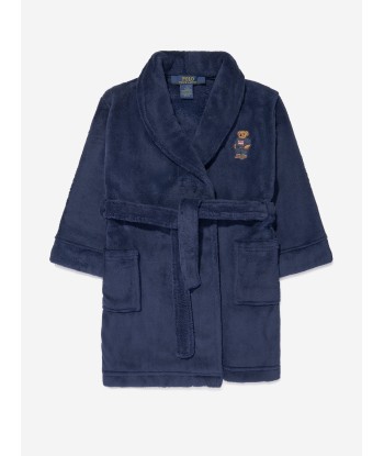 Ralph Lauren Boys Bear Patch Robe in Navy de technologie