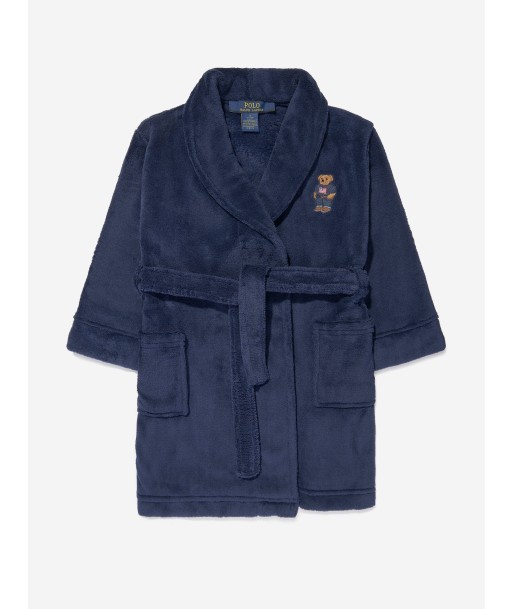 Ralph Lauren Boys Bear Patch Robe in Navy de technologie