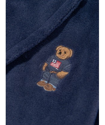 Ralph Lauren Boys Bear Patch Robe in Navy de technologie