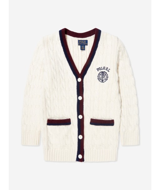 Ralph Lauren Girls Cricket Cardigan in Ivory Paris Déstockage Promo