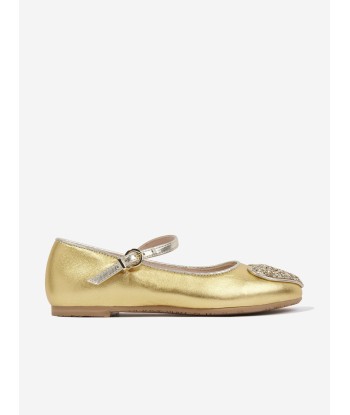 Sophia Webster Girls Leather Amora Shoes in Gold 50-70% off 