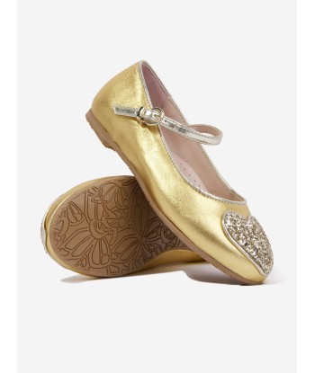 Sophia Webster Girls Leather Amora Shoes in Gold 50-70% off 