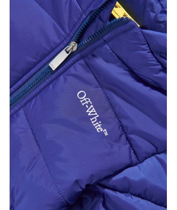 Off-White Baby Boys Bookish Diag Puffer Jacket in Blue Les êtres humains sont 