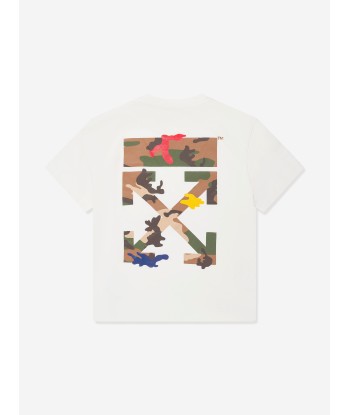 Off-White Boys Arrow Camouflage T-Shirt in White Découvrez la collection