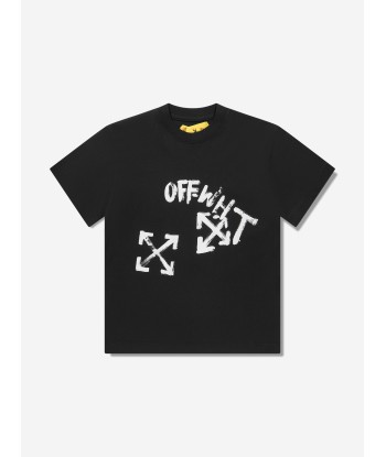 Off-White Boys Paint Script T-Shirt in Black pas cher chine