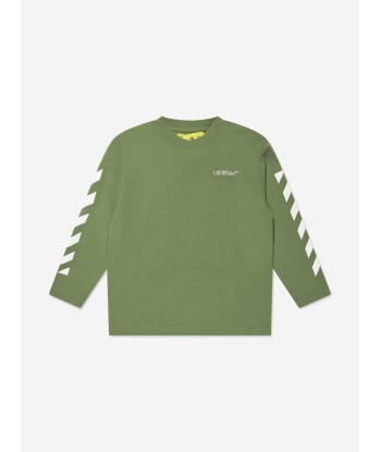 Off-White Boys Classic Arrow Long Sleeve T-Shirt in Green Fin de série