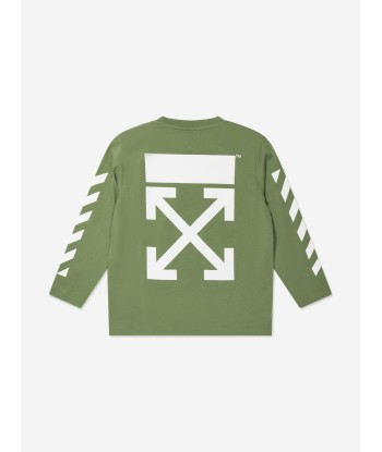 Off-White Boys Classic Arrow Long Sleeve T-Shirt in Green Fin de série