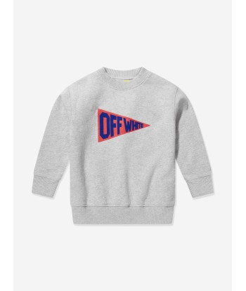 Off-White Boys Logo Flags Sweatshirt in Grey hantent personnes