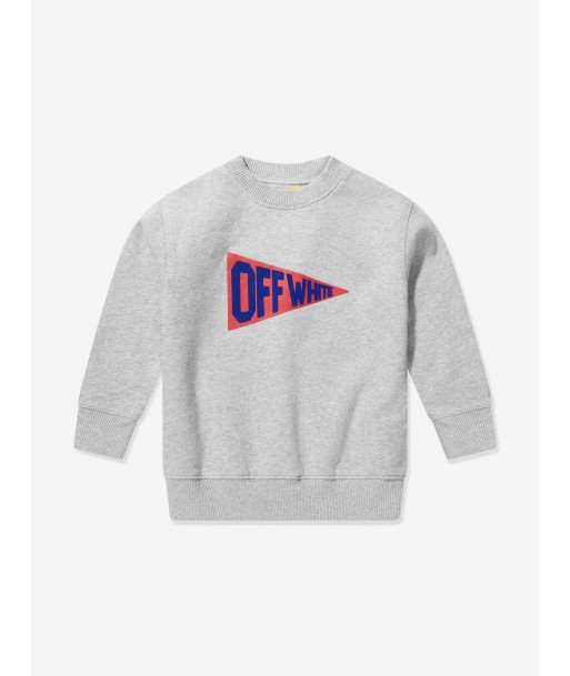 Off-White Boys Logo Flags Sweatshirt in Grey hantent personnes