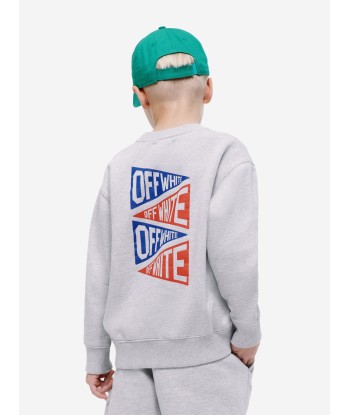 Off-White Boys Logo Flags Sweatshirt in Grey hantent personnes