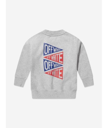 Off-White Boys Logo Flags Sweatshirt in Grey hantent personnes