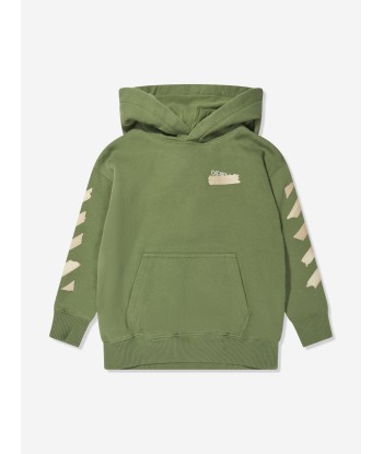 Off-White Boys Paper Tape Arrow Hoodie in Green Profitez des Offres !