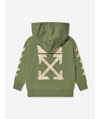 Off-White Boys Paper Tape Arrow Hoodie in Green Profitez des Offres !