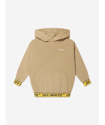 Off-White Boys Industrial Logo Band Hoodie in Beige soldes