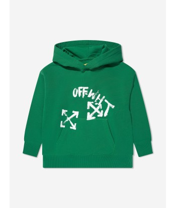 Off-White Boys Paint Script Hoodie Green Venez acheter