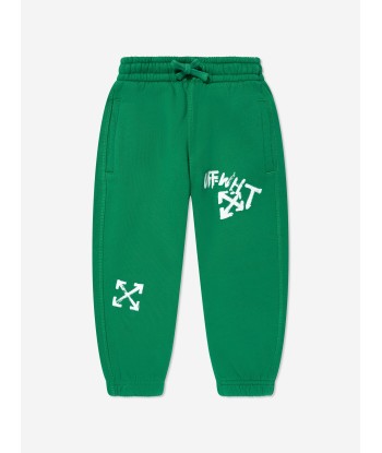 Off-White Boys Paint Script Joggers in Green est présent 