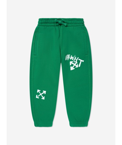 Off-White Boys Paint Script Joggers in Green est présent 