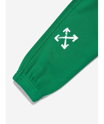 Off-White Boys Paint Script Joggers in Green est présent 