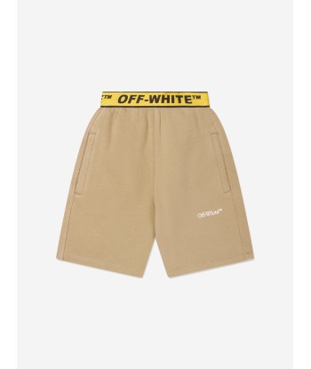 Off-White Boys Industrial Logo Band Sweat Shorts in Beige offre 